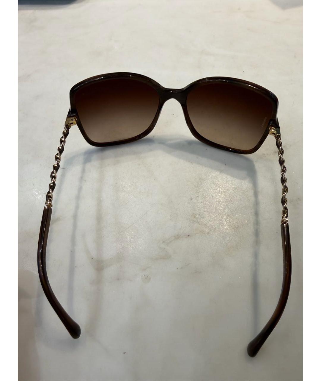 CHANEL Коричневые пластиковые солнцезащитные очки, фото 3