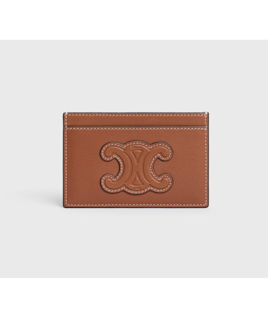 CELINE Коричневый кожаный кардхолдер, фото 5