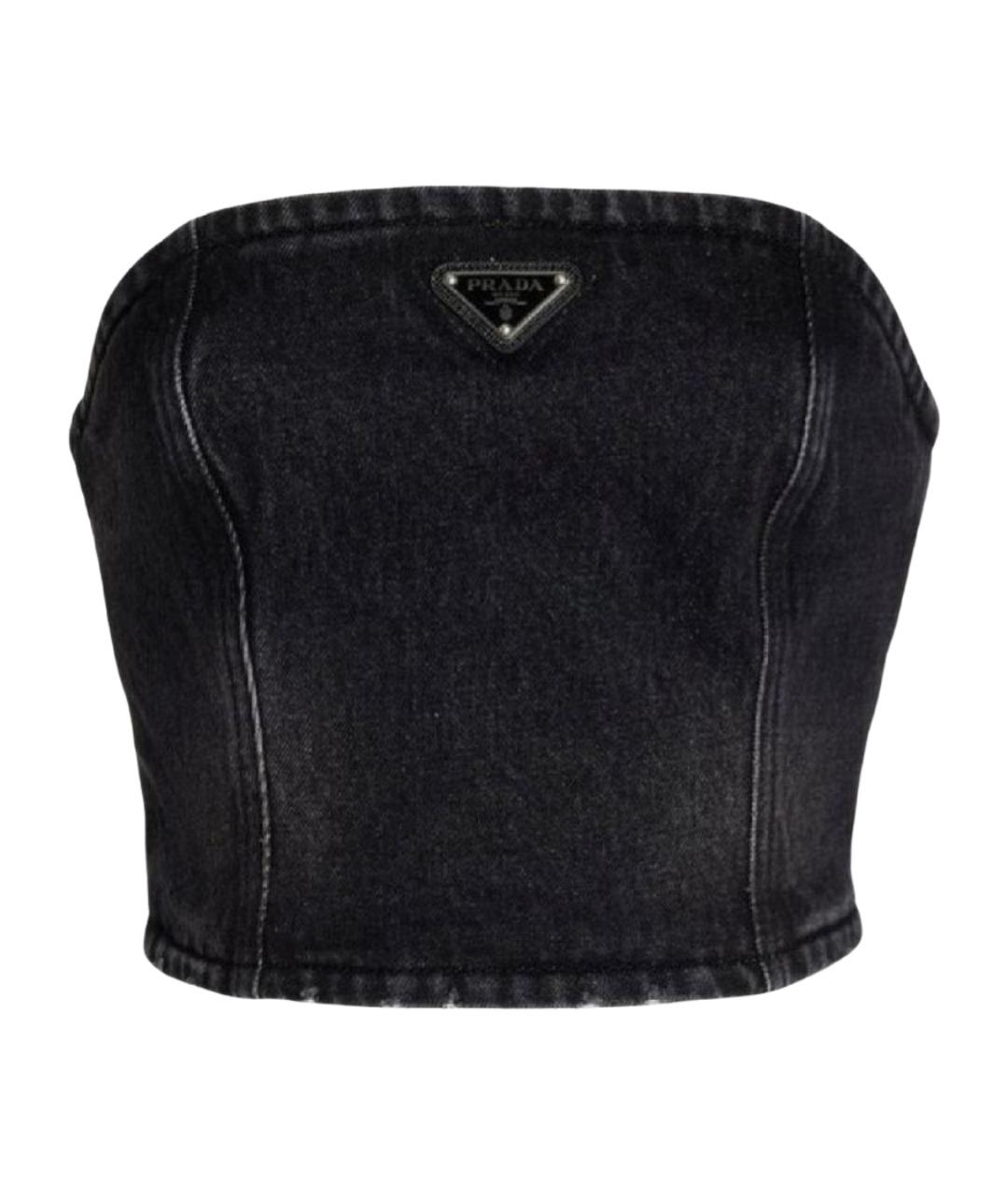 PRADA Черная деним майка, фото 1