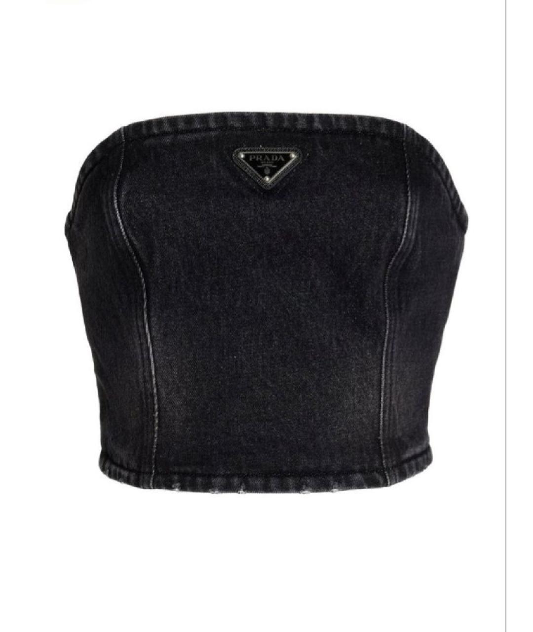 PRADA Черная деним майка, фото 10