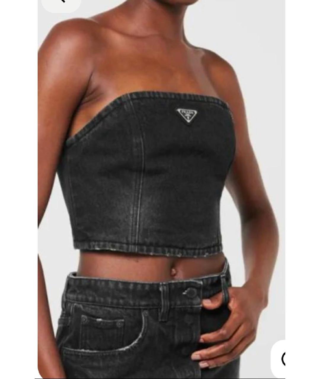 PRADA Черная деним майка, фото 8