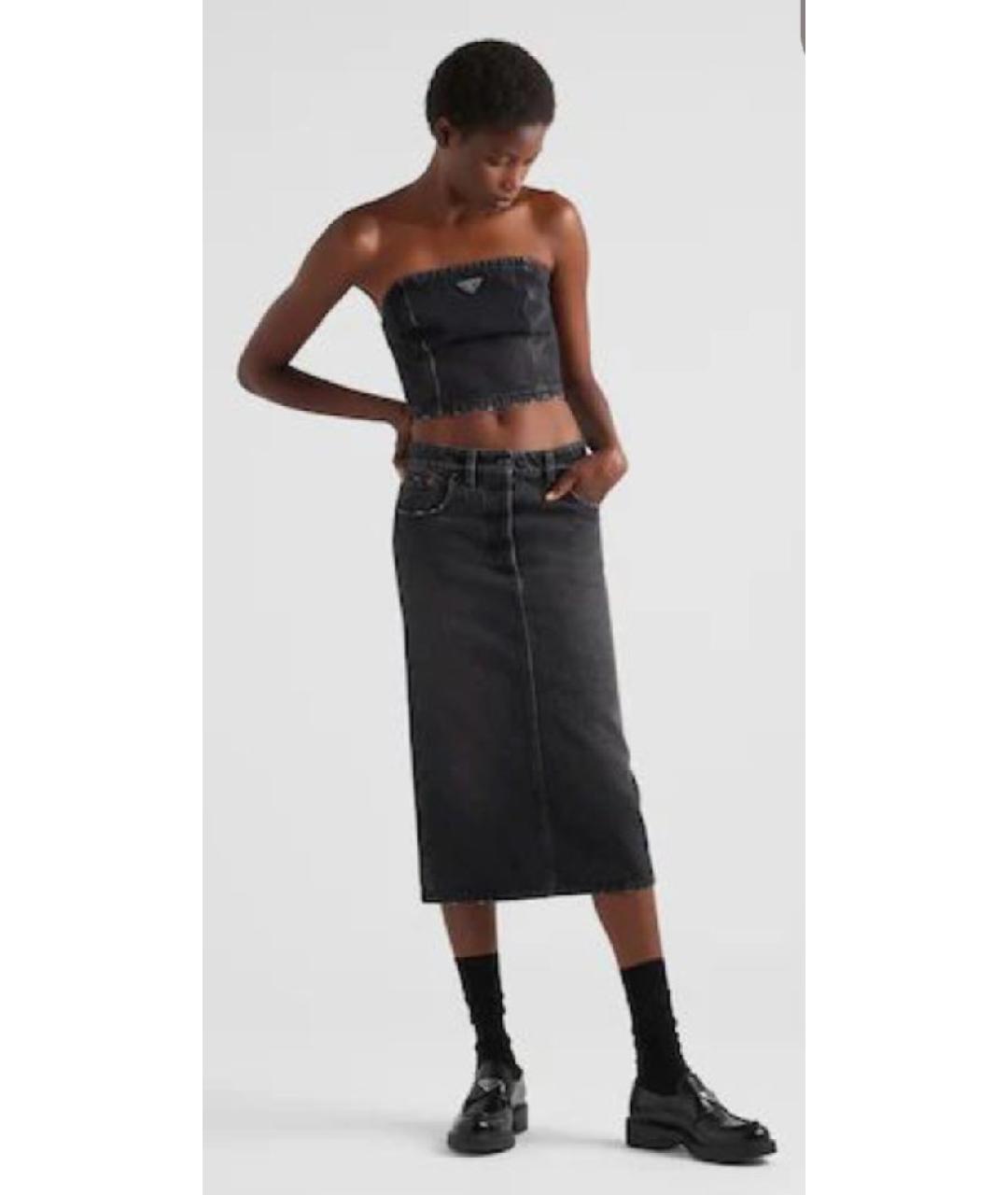 PRADA Черная деним майка, фото 3