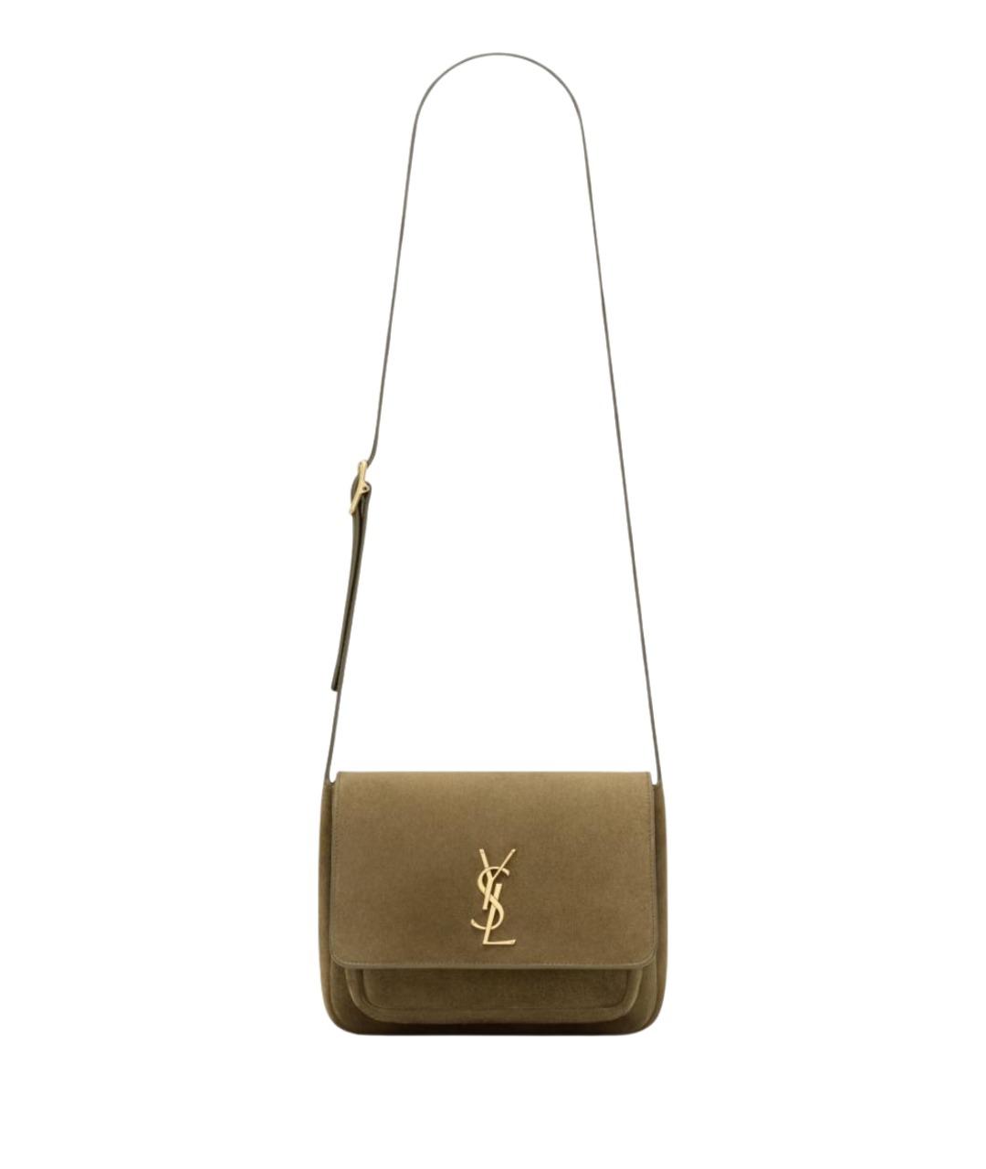 SAINT LAURENT Зеленая замшевая сумка через плечо, фото 1