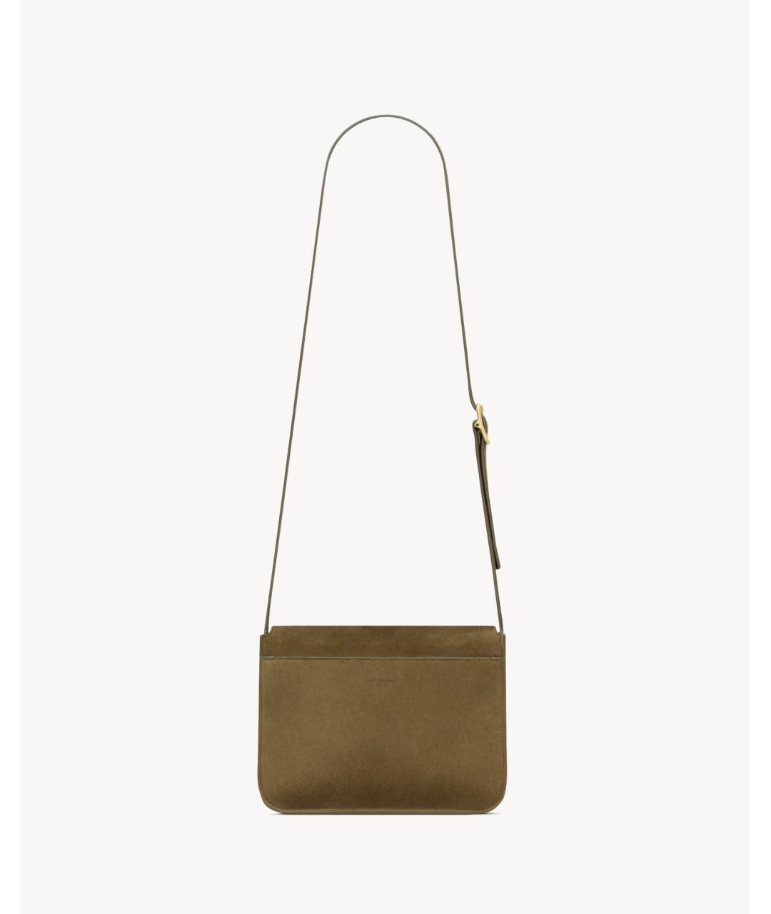 SAINT LAURENT Зеленая замшевая сумка через плечо, фото 3