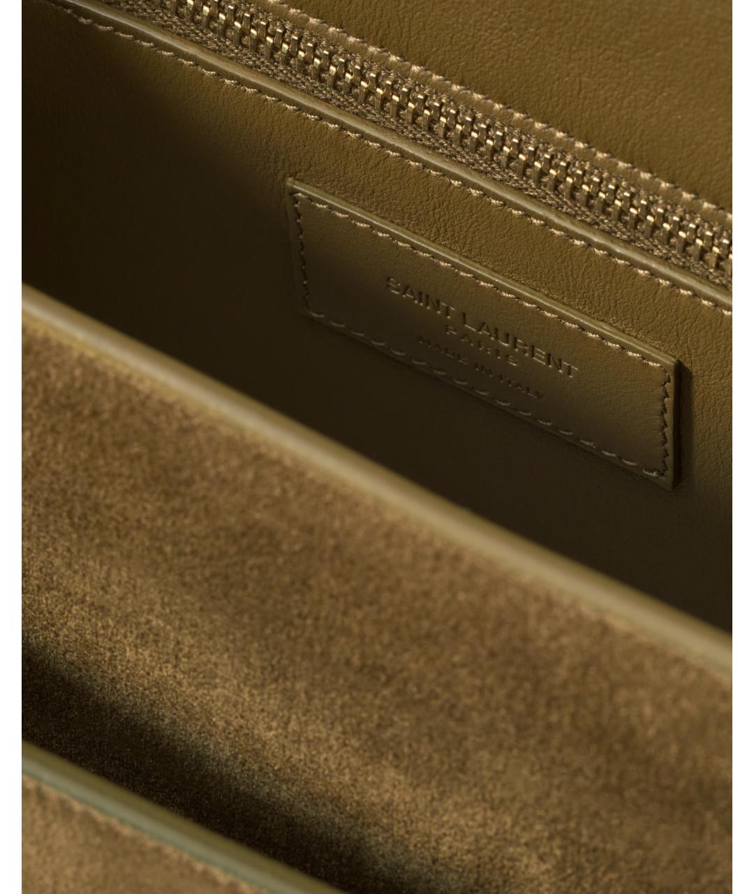 SAINT LAURENT Зеленая замшевая сумка через плечо, фото 7