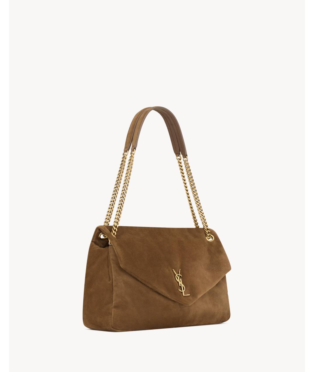 SAINT LAURENT Коричневая замшевая сумка через плечо, фото 6