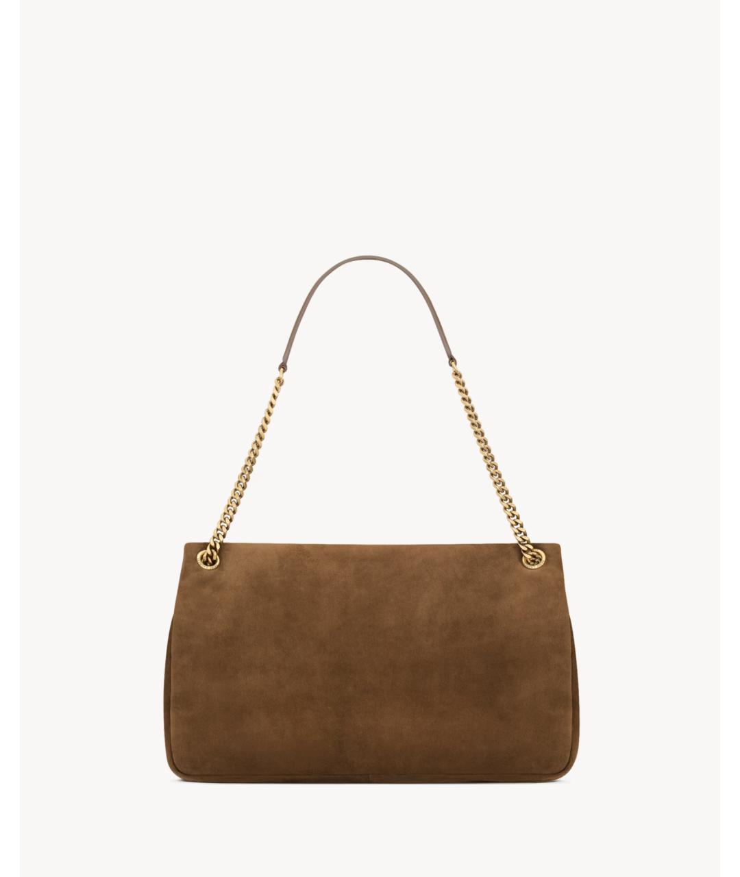 SAINT LAURENT Коричневая замшевая сумка через плечо, фото 3