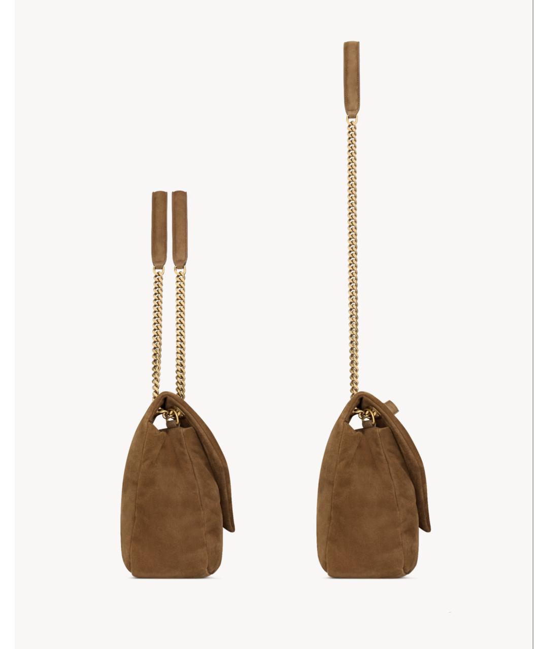 SAINT LAURENT Коричневая замшевая сумка через плечо, фото 4