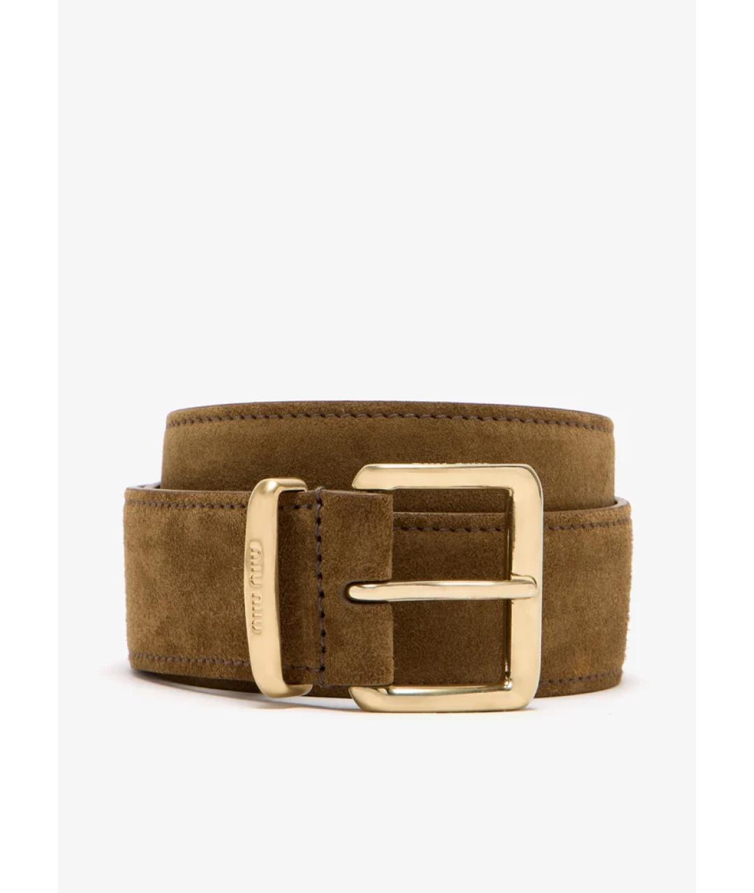 MIU MIU Хаки замшевый ремень, фото 4