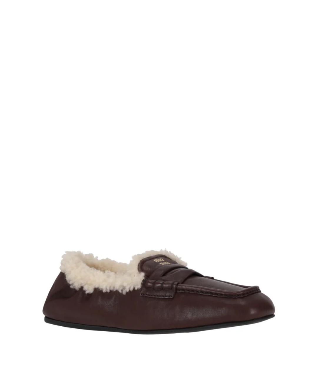 MIU MIU Коричневые кожаные лоферы, фото 2