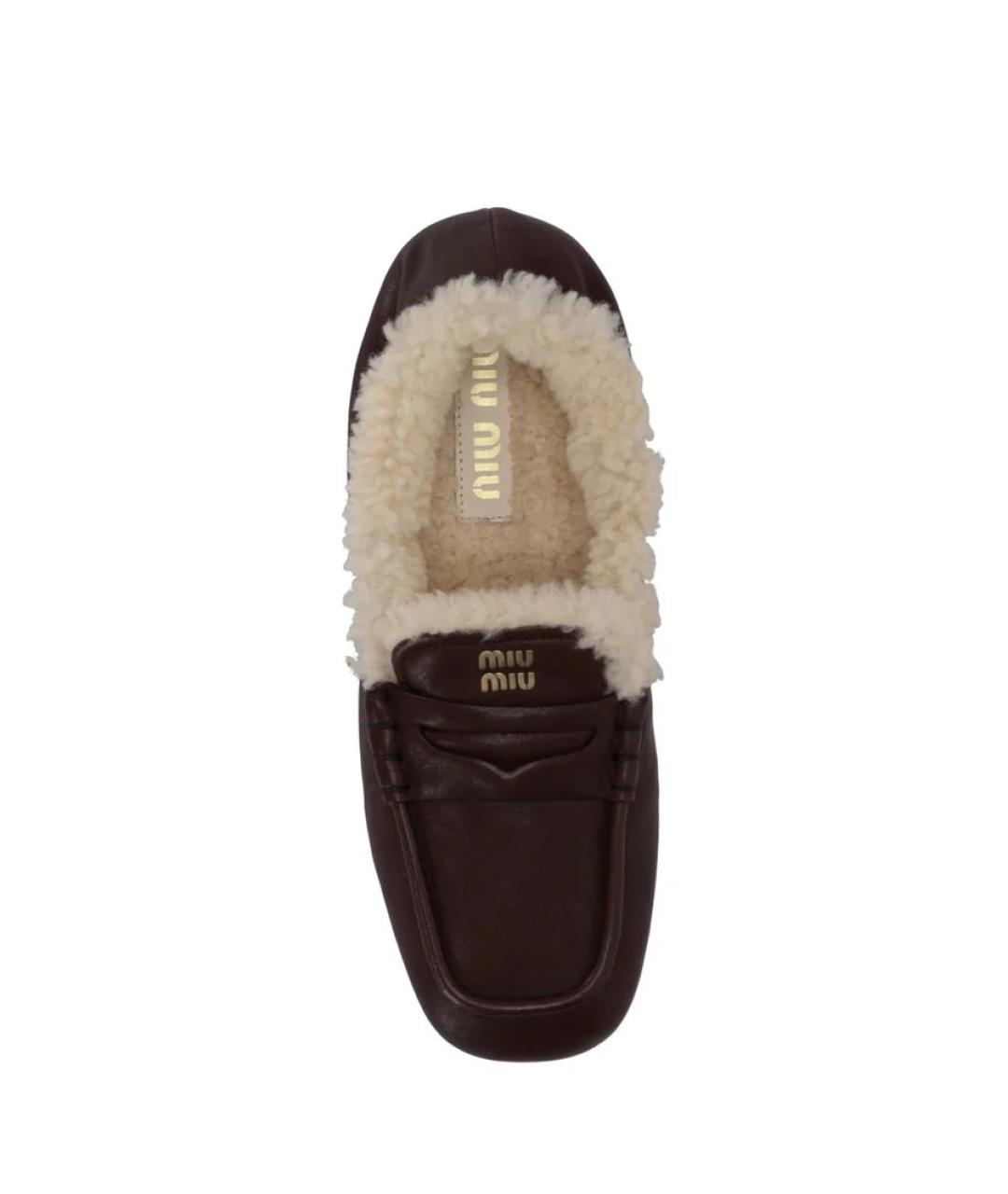 MIU MIU Коричневые кожаные лоферы, фото 3