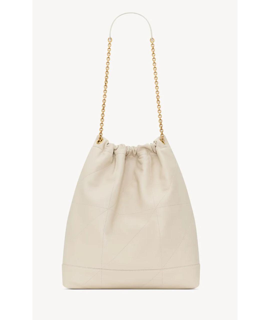 SAINT LAURENT Бежевая кожаная сумка через плечо, фото 3