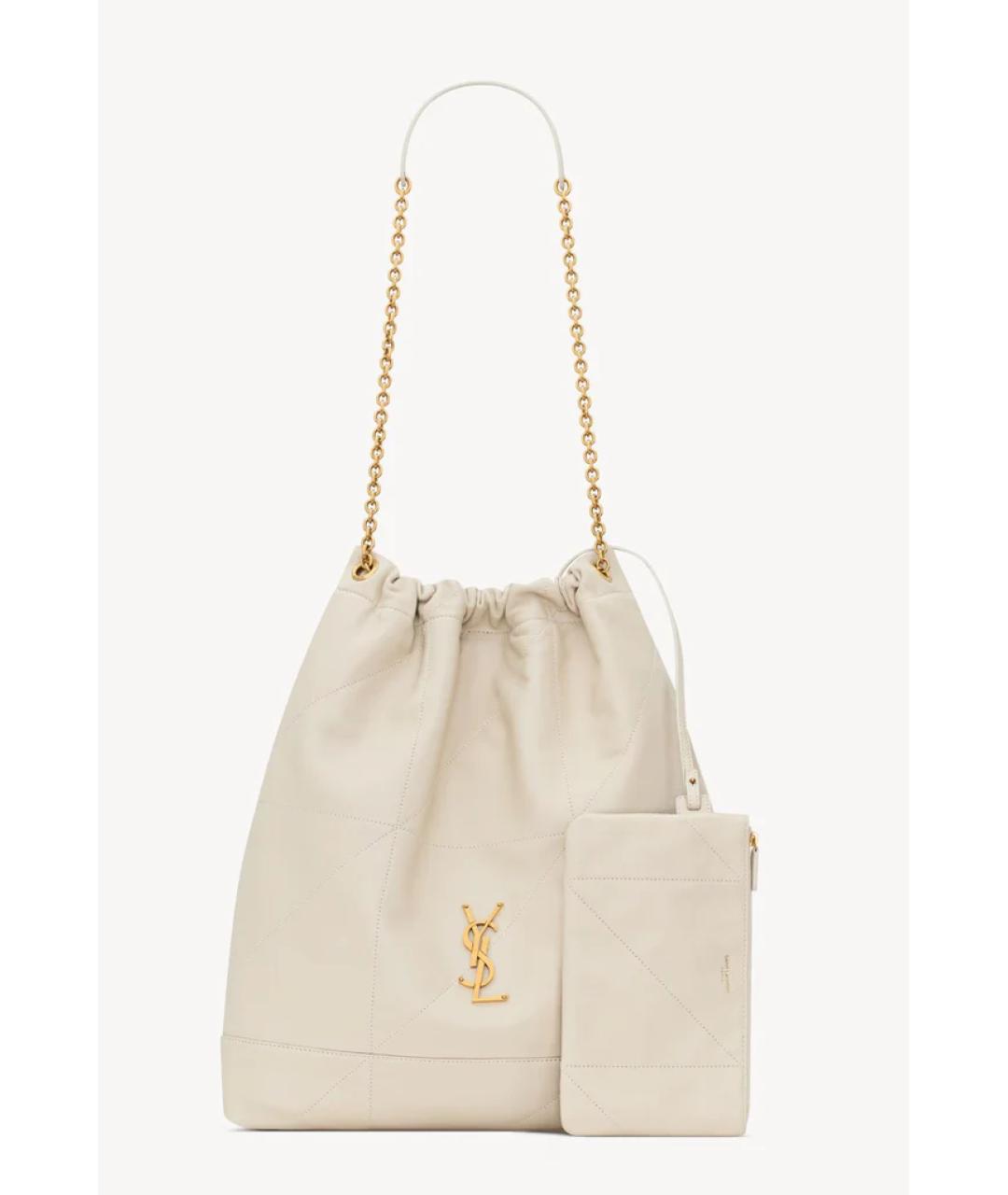 SAINT LAURENT Бежевая кожаная сумка через плечо, фото 2