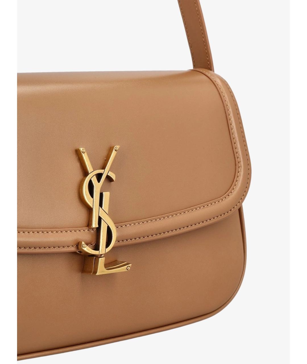 SAINT LAURENT Бежевая кожаная сумка через плечо, фото 4