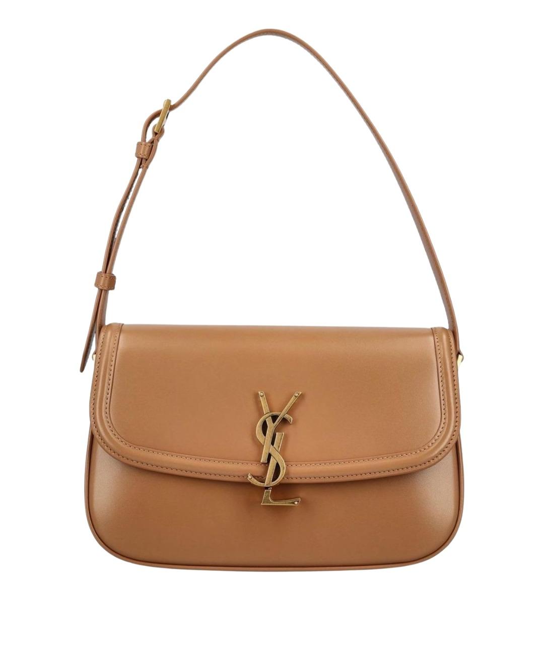 SAINT LAURENT Бежевая кожаная сумка через плечо, фото 1