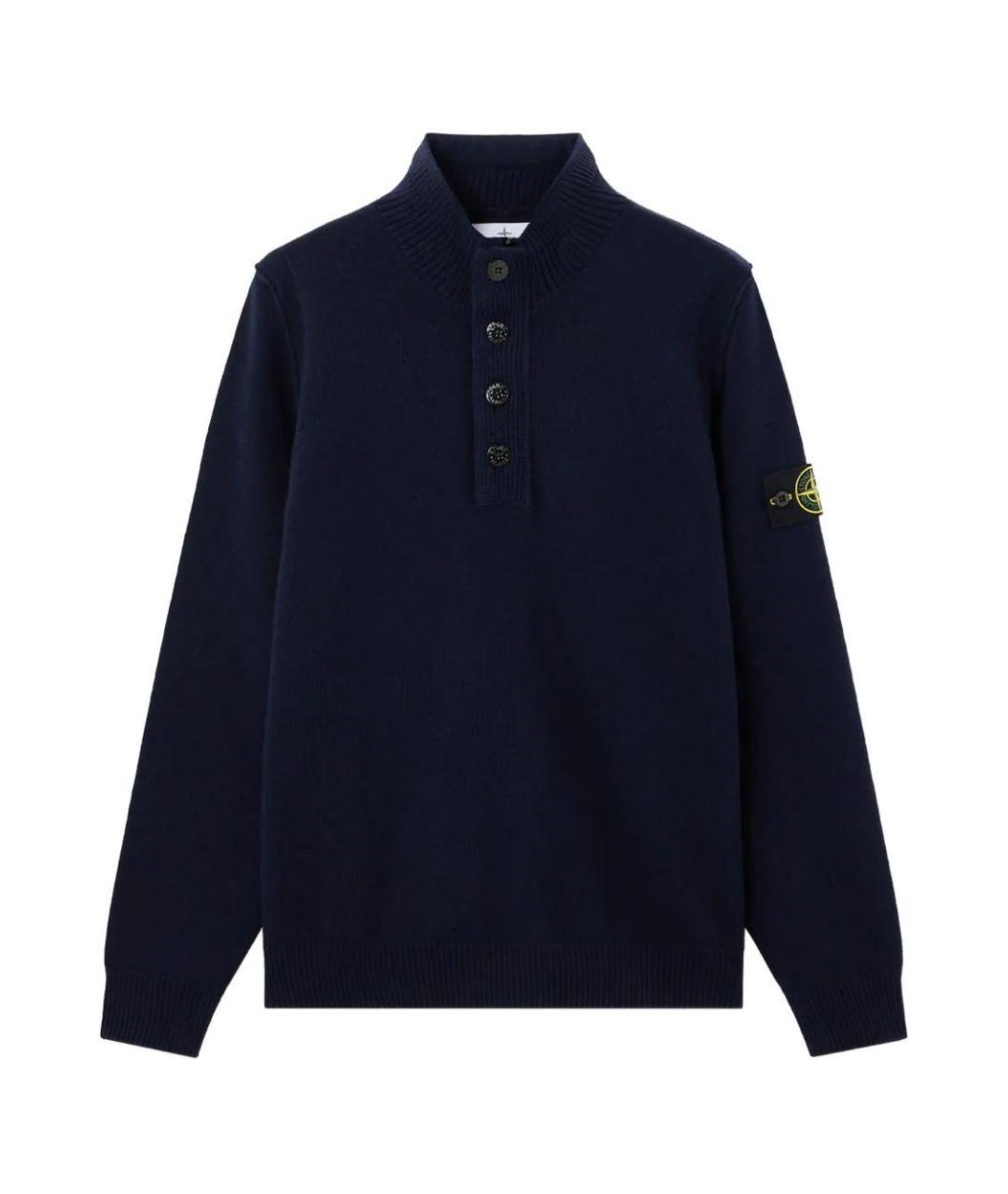 STONE ISLAND Темно-синий шерстяной джемпер / свитер, фото 1