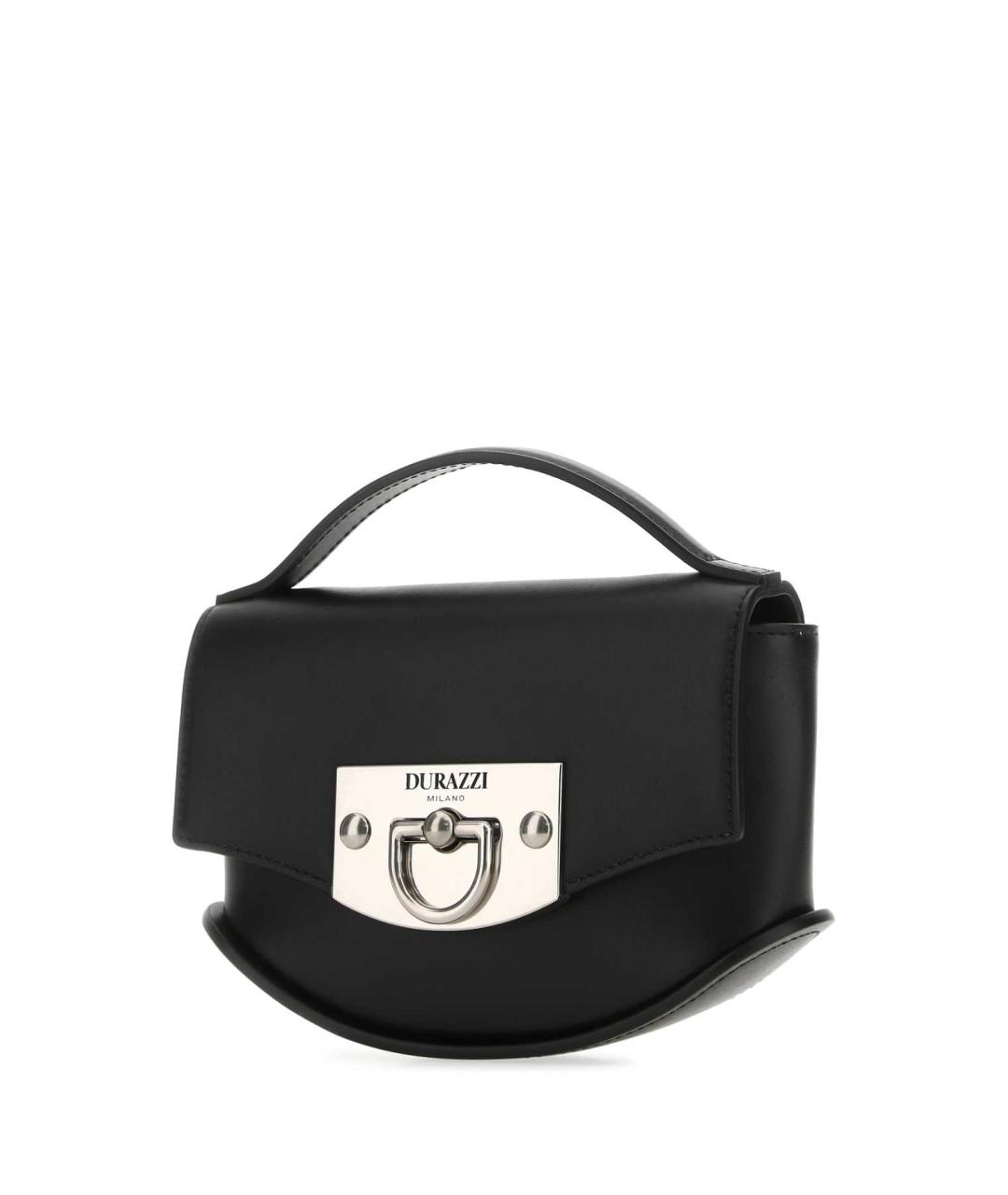 DURAZZI Черная кожаная сумка с короткими ручками, фото 2