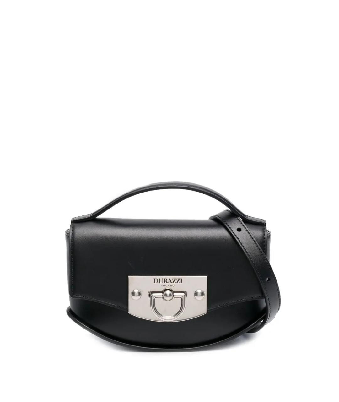 DURAZZI Черная кожаная сумка с короткими ручками, фото 4