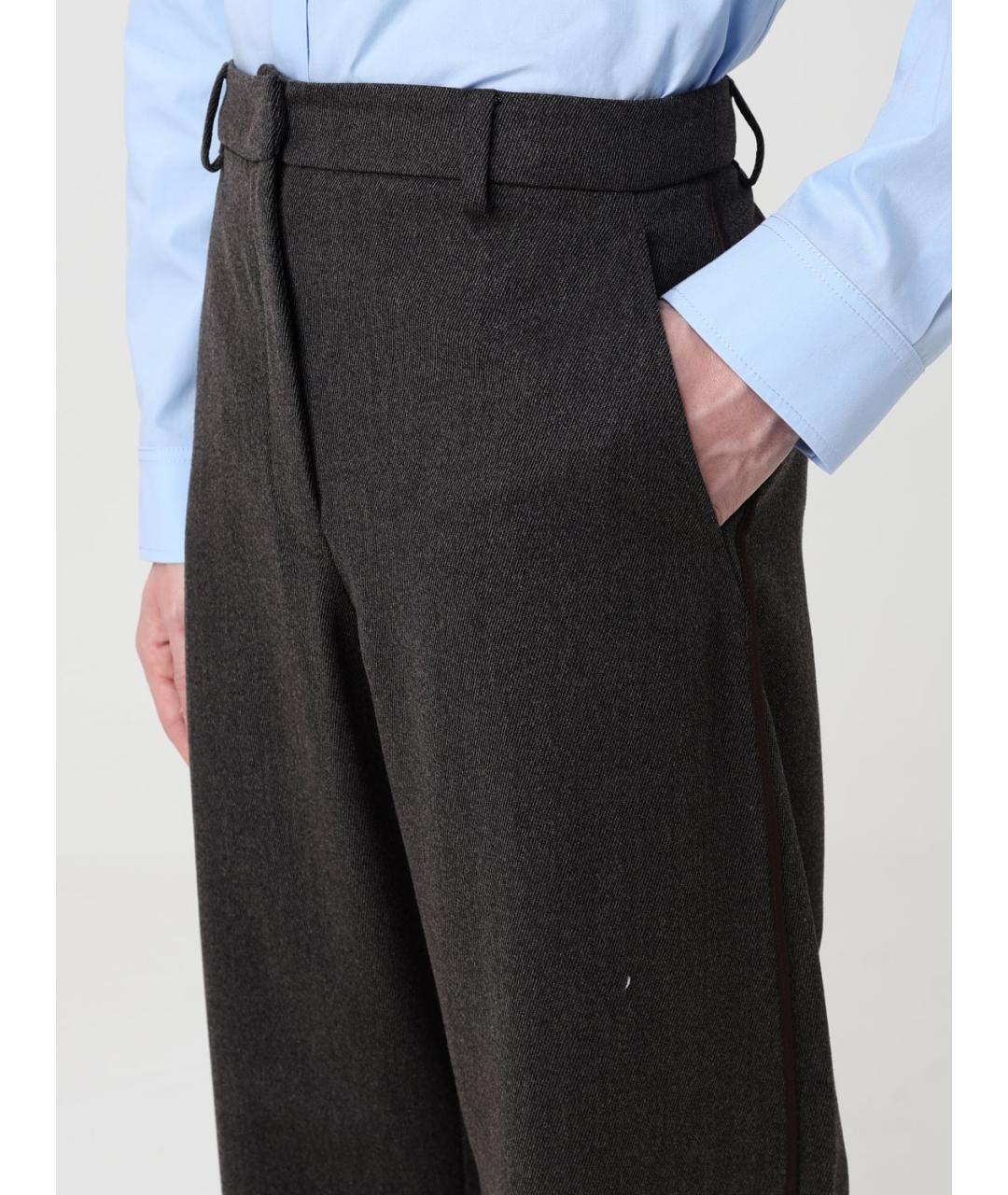 MOSCHINO JEANS Коричневые шерстяные прямые брюки, фото 3