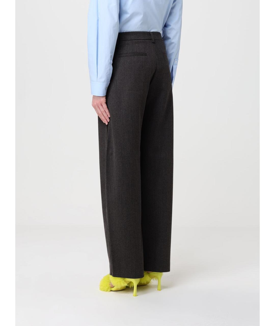 MOSCHINO JEANS Коричневые шерстяные прямые брюки, фото 2