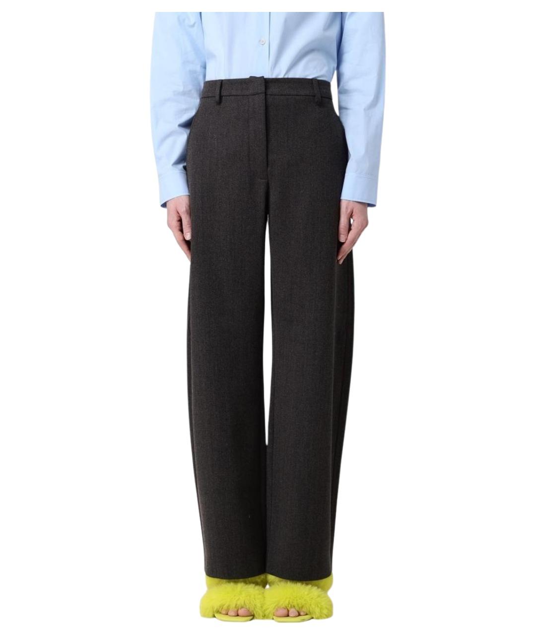 MOSCHINO JEANS Коричневые шерстяные прямые брюки, фото 1