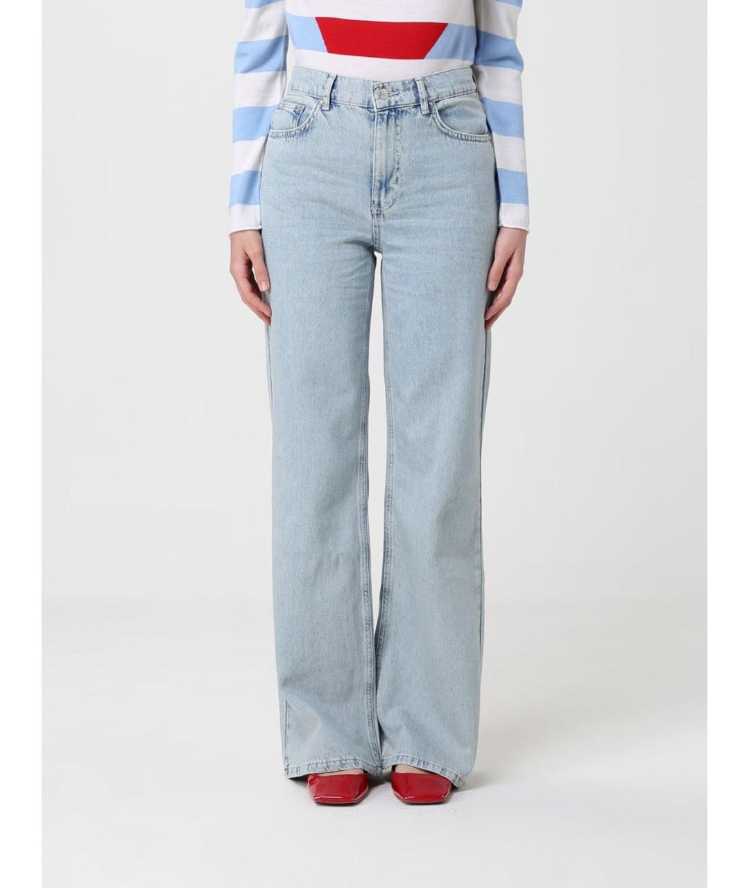 MOSCHINO JEANS Голубые хлопковые прямые джинсы, фото 4