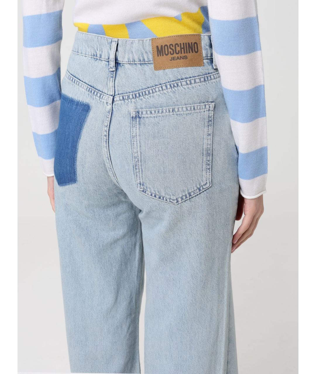 MOSCHINO JEANS Голубые хлопковые прямые джинсы, фото 3