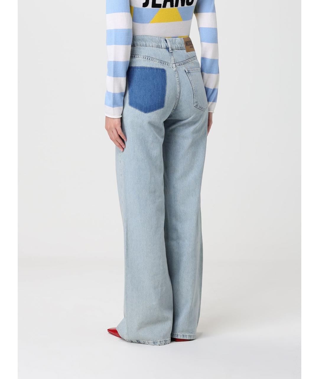 MOSCHINO JEANS Голубые хлопковые прямые джинсы, фото 2