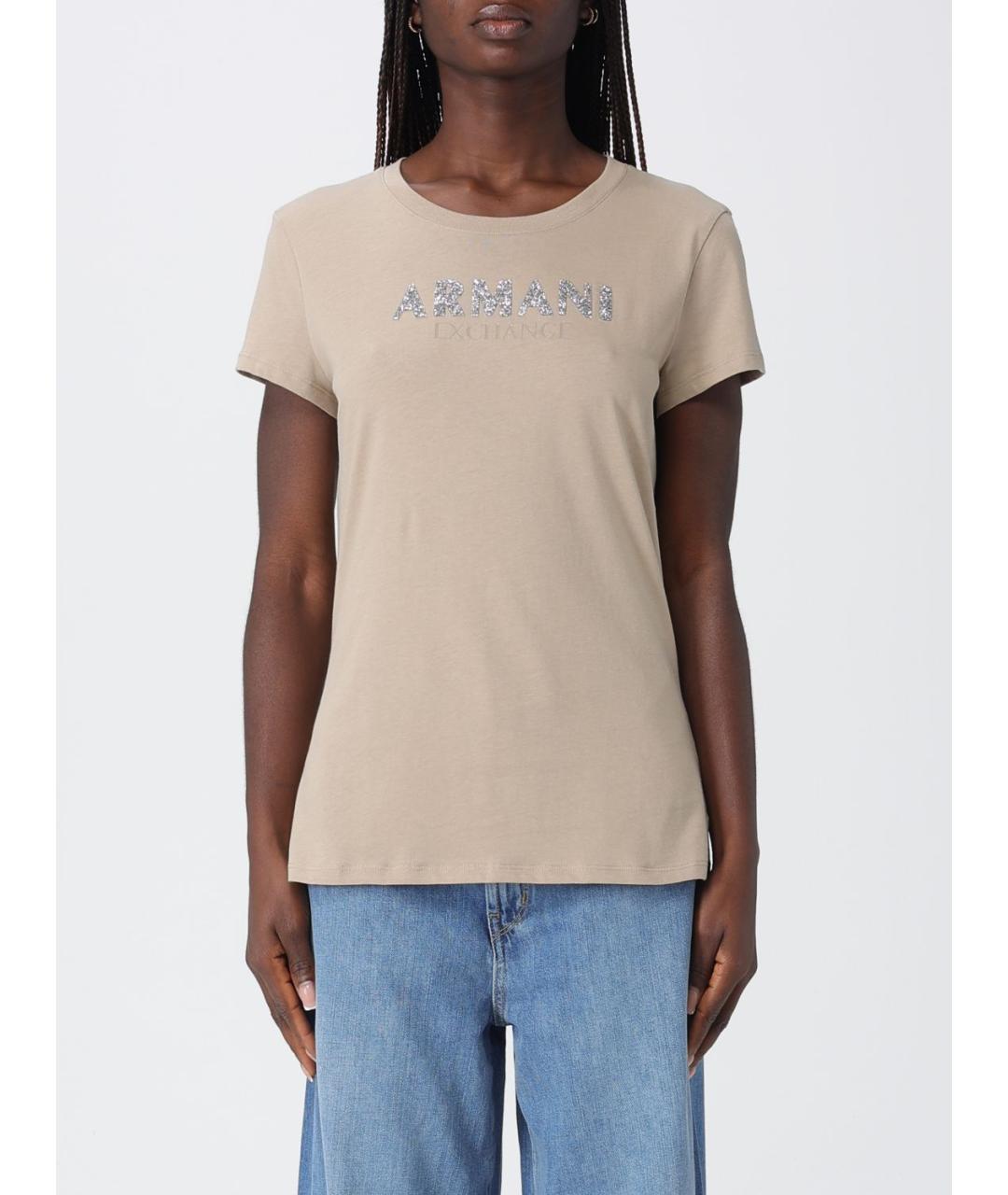 ARMANI EXCHANGE Бежевая хлопковая футболка, фото 4