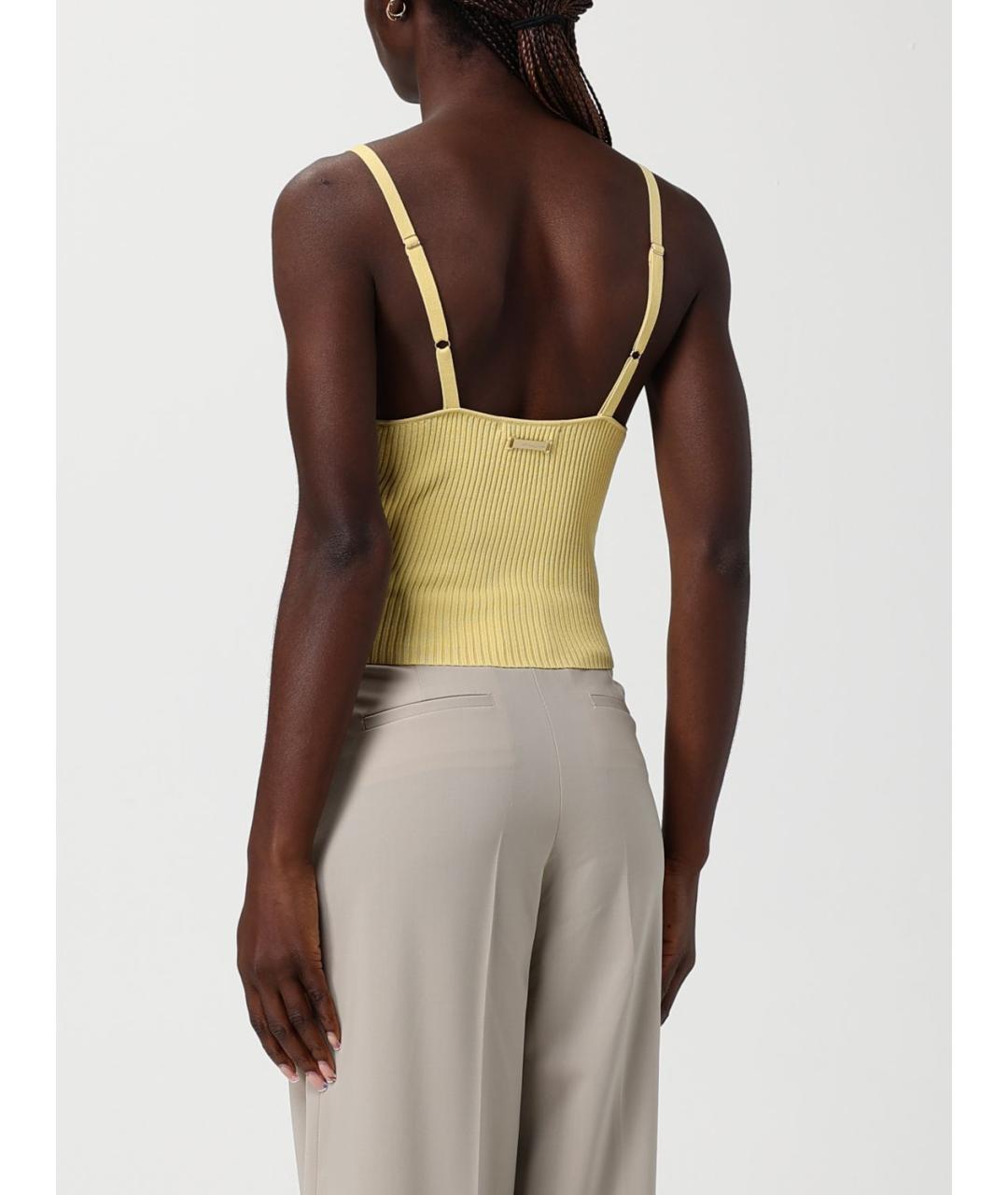 ARMANI EXCHANGE Желтая вискозная майка, фото 2