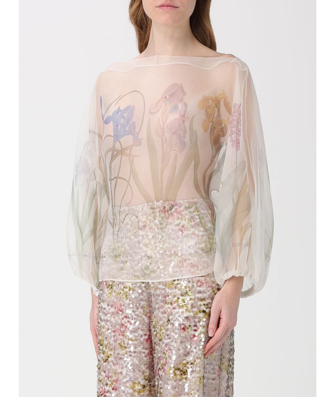 ALBERTA FERRETTI Бежевая шелковая блузы, фото 4