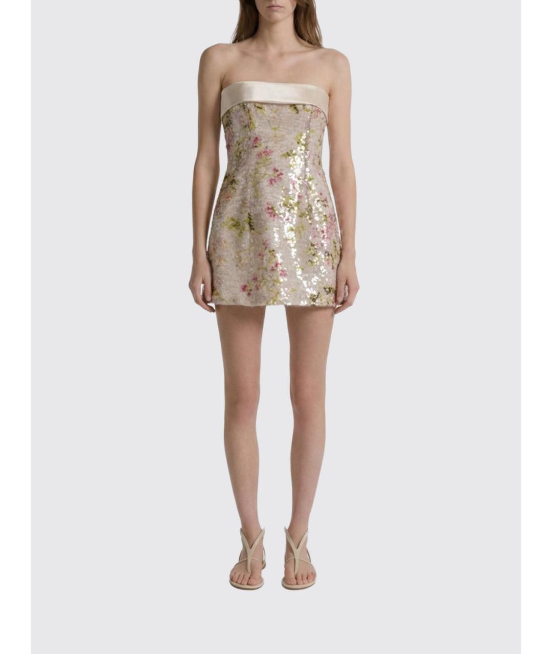 ALBERTA FERRETTI Бежевое полиэстеровое коктейльное платье, фото 2