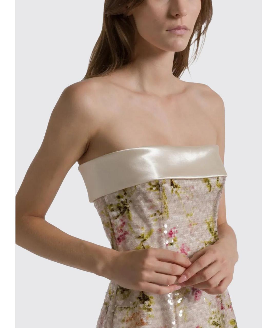 ALBERTA FERRETTI Бежевое полиэстеровое коктейльное платье, фото 4