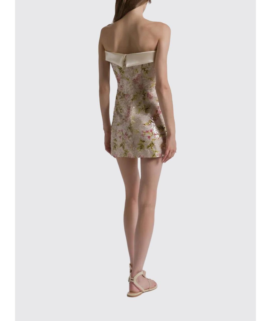 ALBERTA FERRETTI Бежевое полиэстеровое коктейльное платье, фото 3