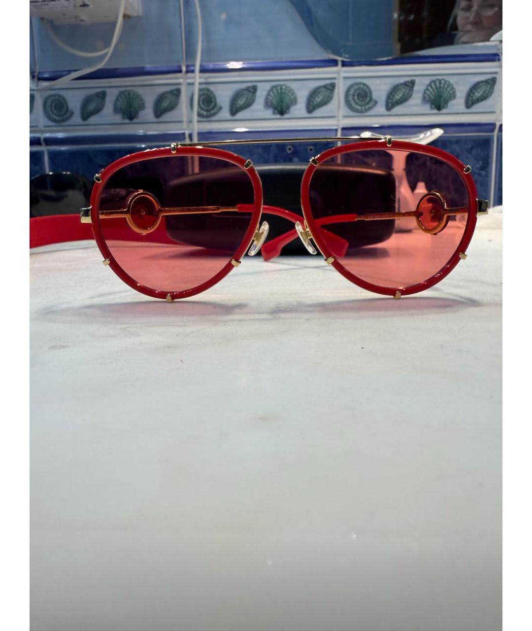 VERSACE Красные пластиковые солнцезащитные очки, фото 8