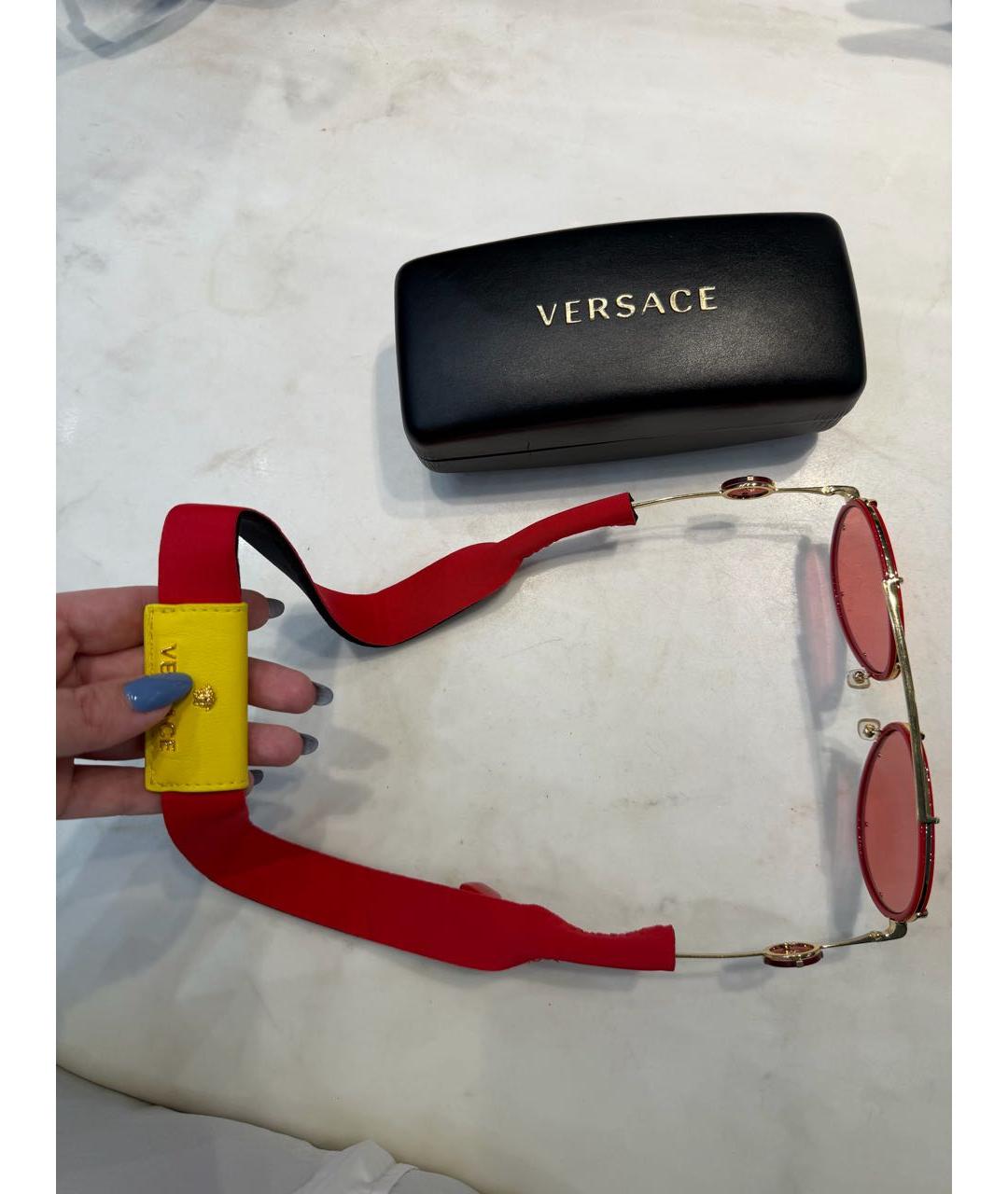 VERSACE Красные пластиковые солнцезащитные очки, фото 6