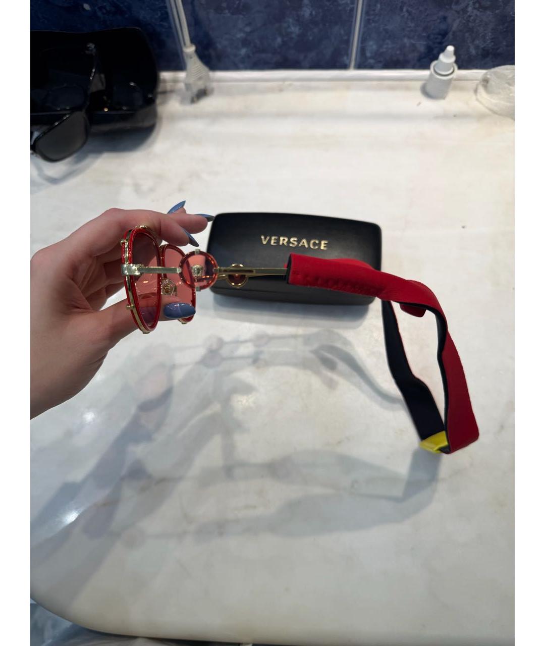 VERSACE Красные пластиковые солнцезащитные очки, фото 7