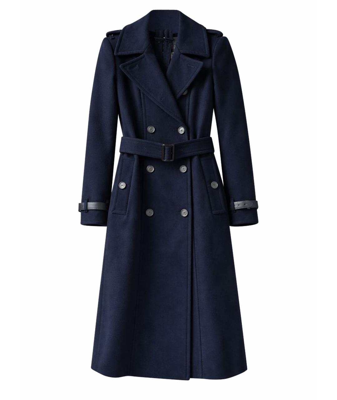 BURBERRY Темно-синее шерстяное пальто, фото 1