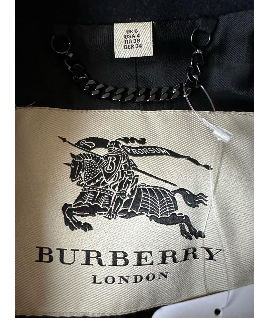 BURBERRY Темно-синее шерстяное пальто, фото 5