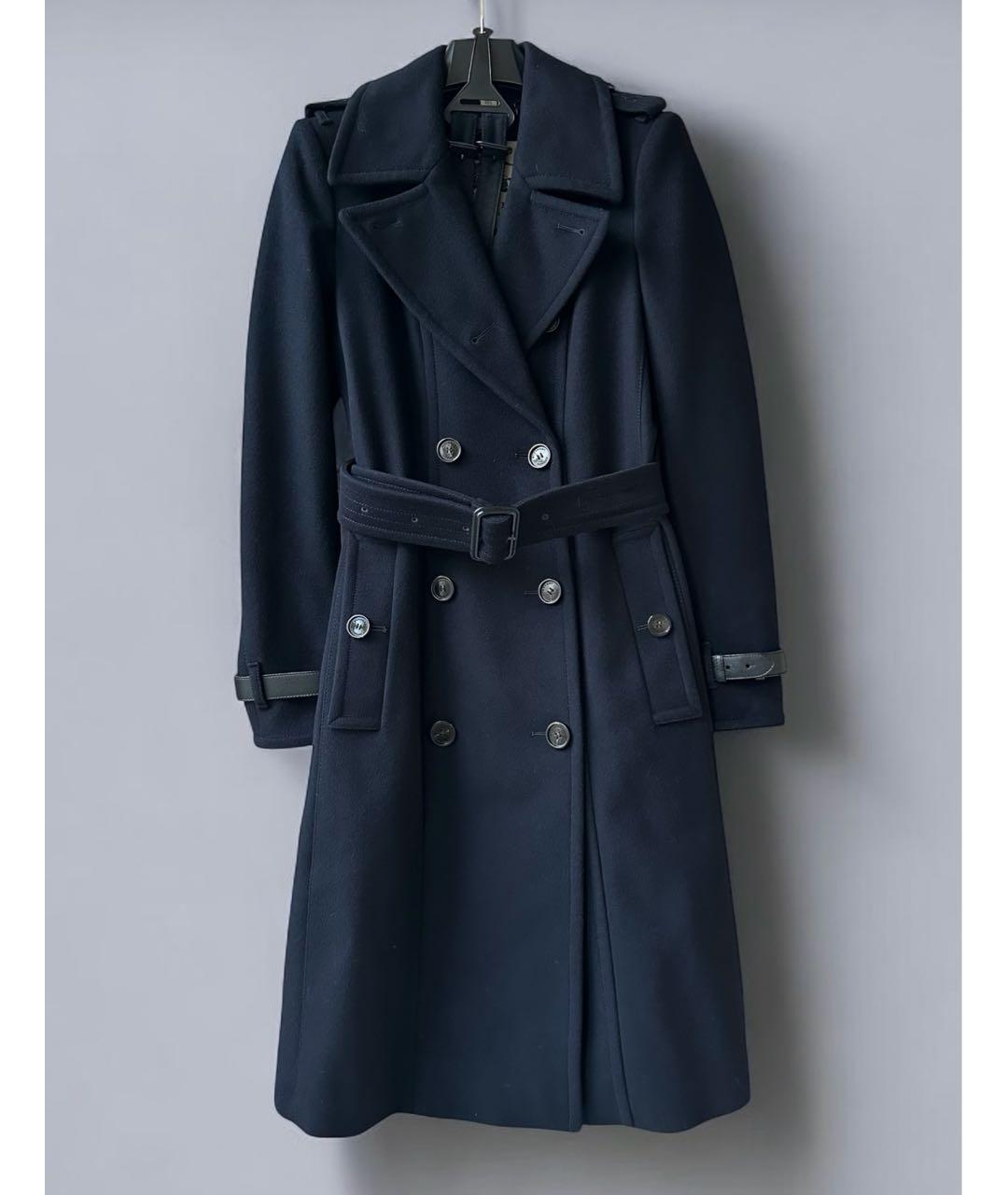 BURBERRY Темно-синее шерстяное пальто, фото 2