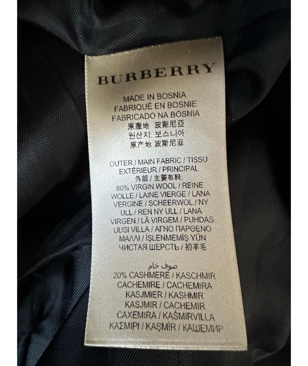 BURBERRY Темно-синее шерстяное пальто, фото 7