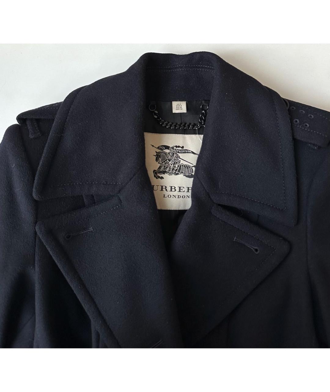 BURBERRY Темно-синее шерстяное пальто, фото 4