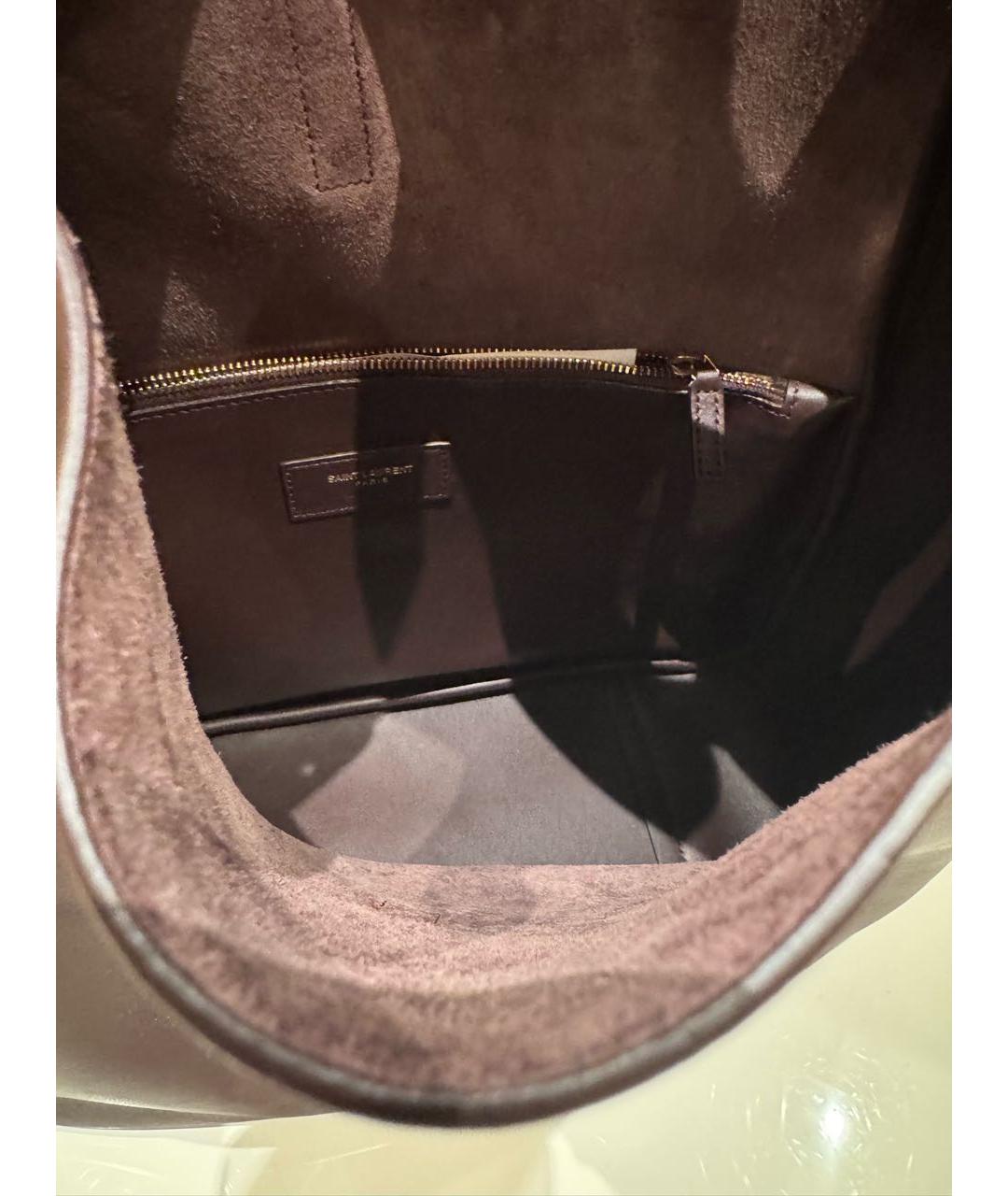 SAINT LAURENT Бордовая кожаная сумка через плечо, фото 6