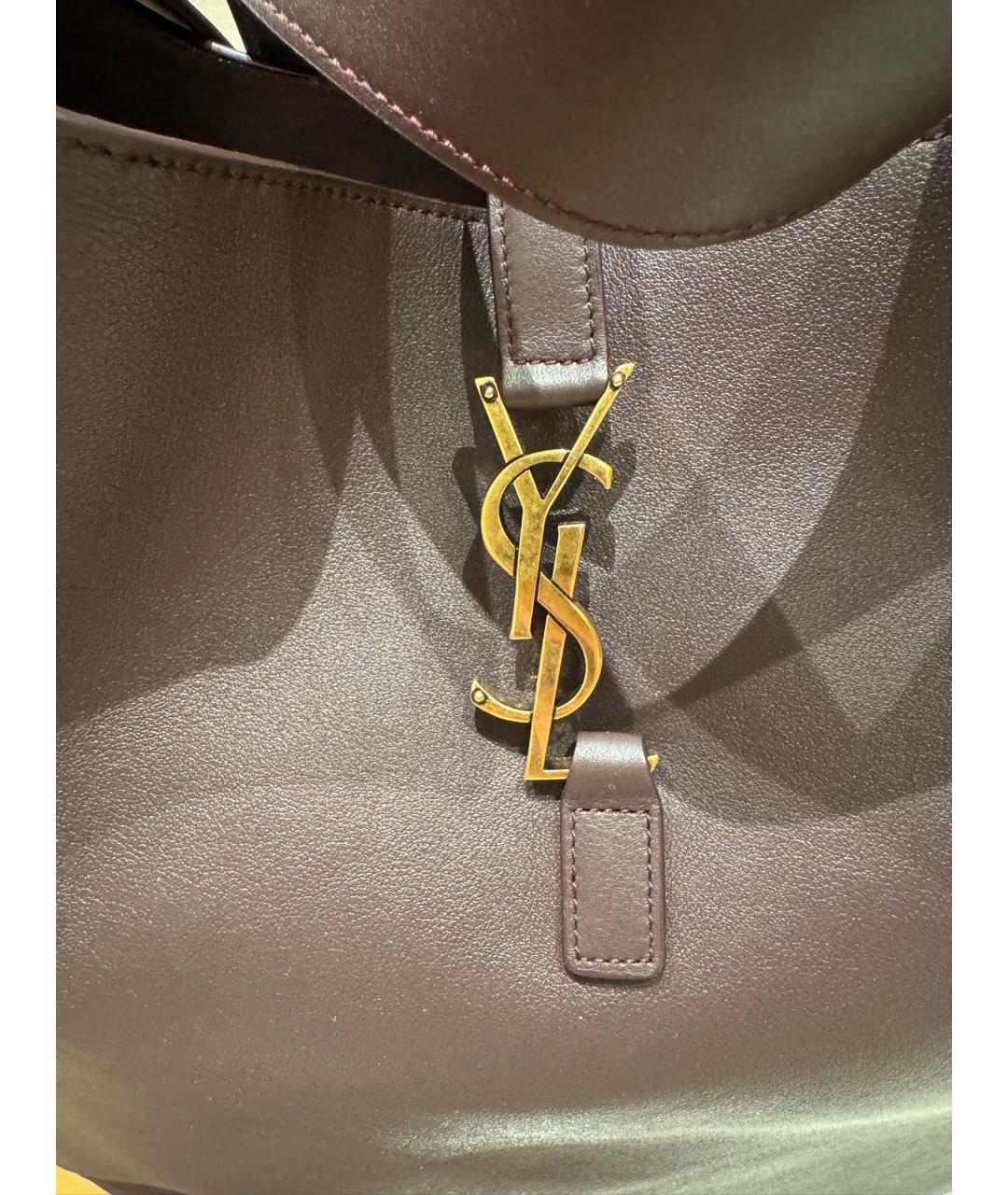 SAINT LAURENT Бордовая кожаная сумка через плечо, фото 5