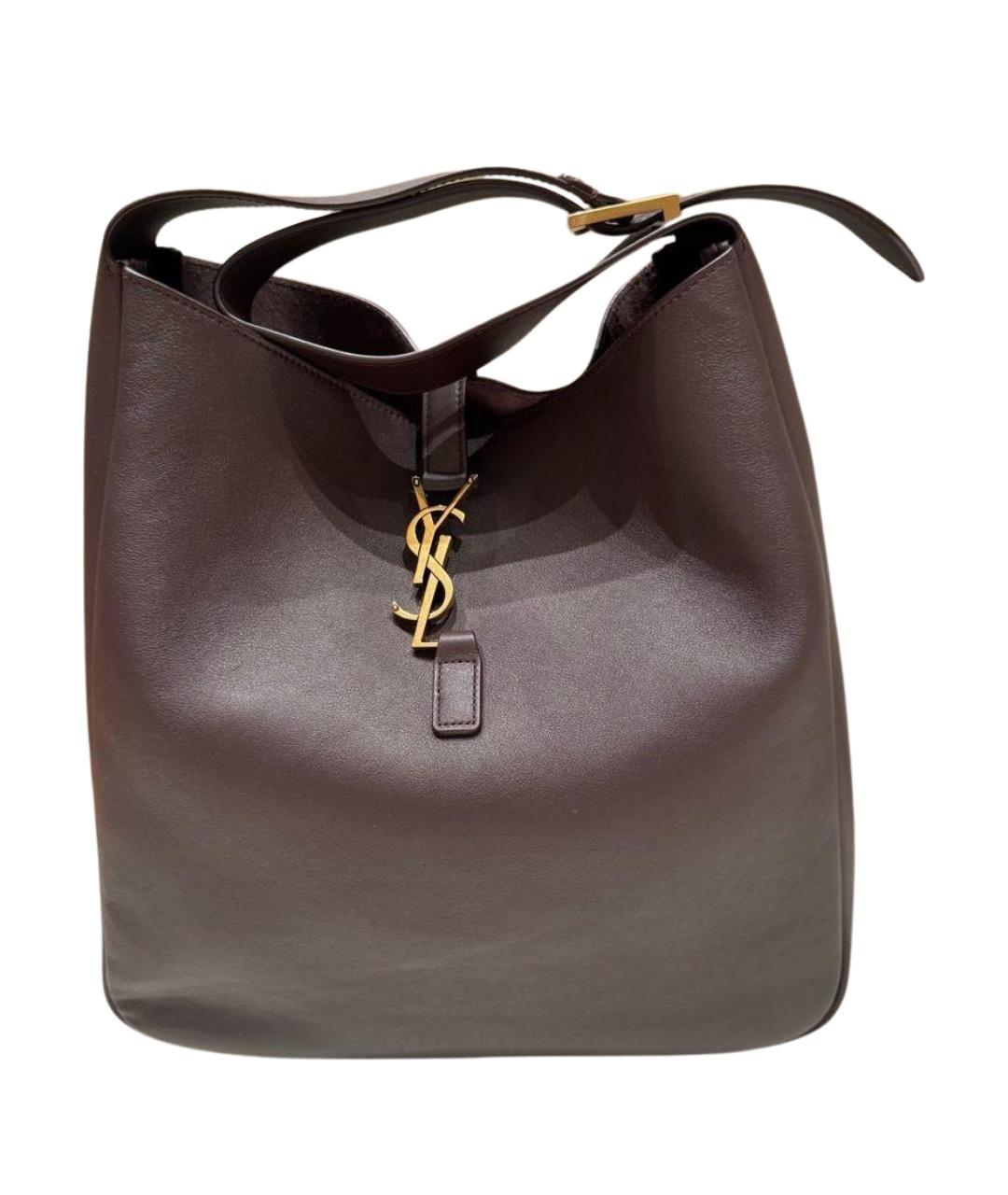 SAINT LAURENT Бордовая кожаная сумка через плечо, фото 1