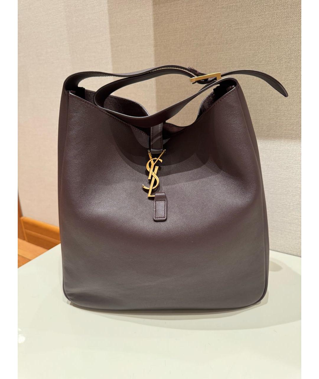 SAINT LAURENT Бордовая кожаная сумка через плечо, фото 7