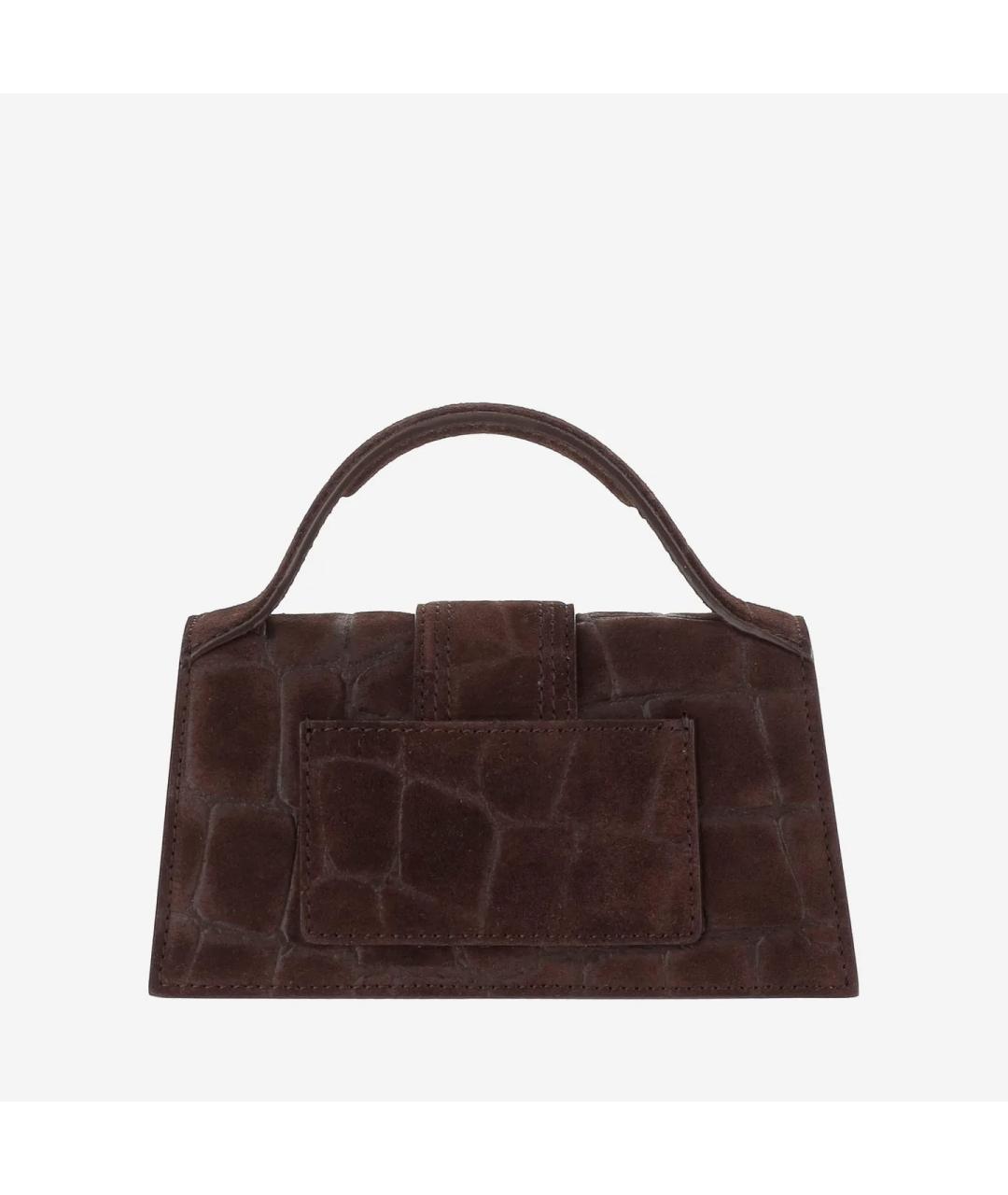 JACQUEMUS Коричневая замшевая сумка с короткими ручками, фото 3