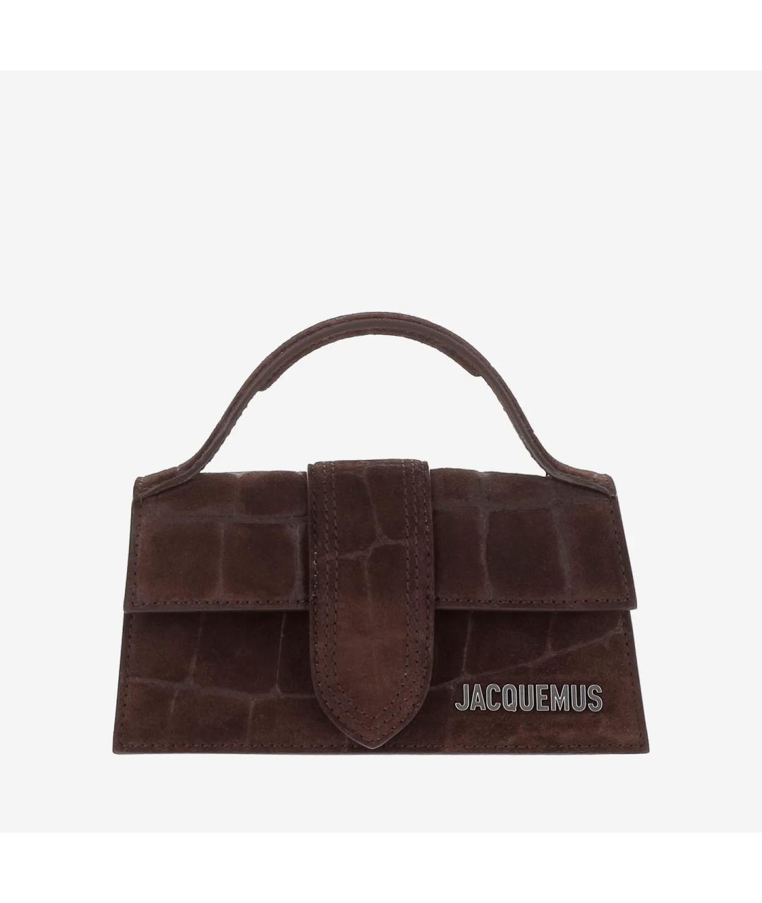 JACQUEMUS Коричневая замшевая сумка с короткими ручками, фото 5