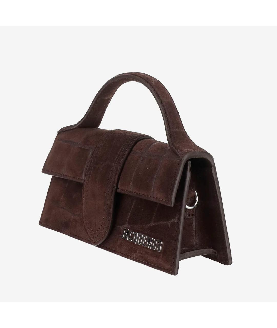 JACQUEMUS Коричневая замшевая сумка с короткими ручками, фото 2