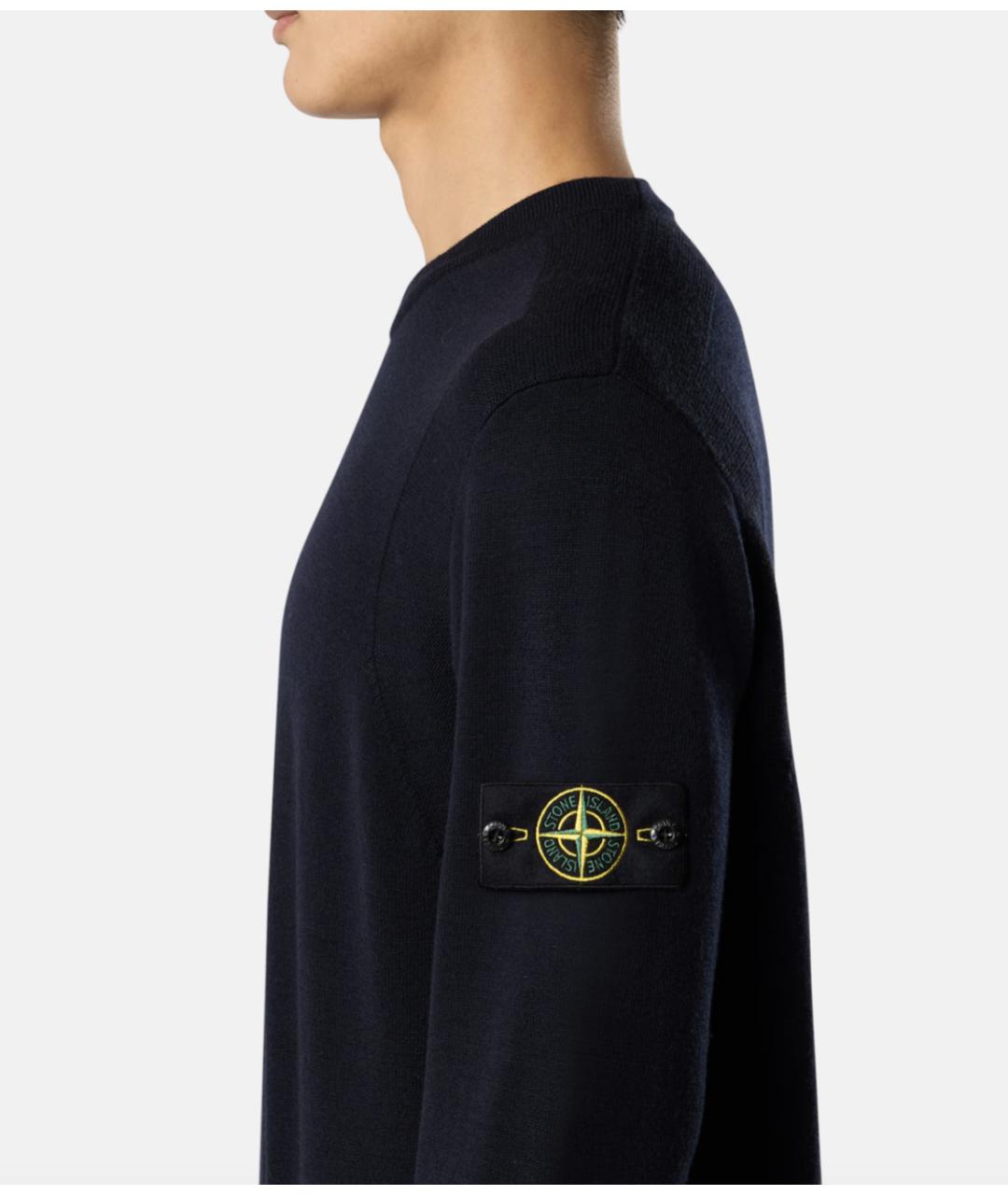 STONE ISLAND Темно-синий шерстяной джемпер / свитер, фото 2